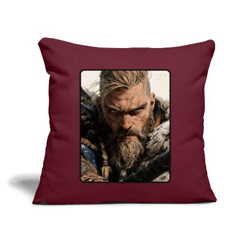 Fierce Viking Warrior Portrait - Throw Pillow Cover 17.5” x 17.5”