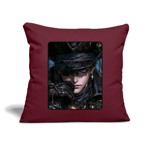 Dark Anime Pirate Warrior - Throw Pillow Cover 17.5” x 17.5”