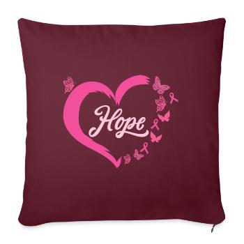 breast cancer - Throw Pillow Cover 17.5” x 17.5” - burgundy - Front