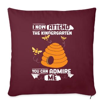 Bee First Day of Kindergarten - Throw Pillow Cover 17.5” x 17.5” - burgundy - Front
