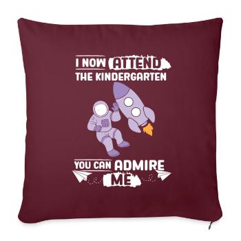 Astronaut Space First Day of Kindergarten - Throw Pillow Cover 17.5” x 17.5” - burgundy - Front