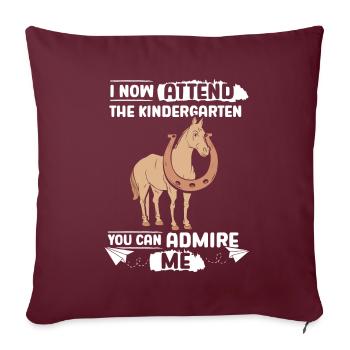Horse First Day of Kindergarten - Throw Pillow Cover 17.5” x 17.5” - burgundy - Front