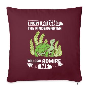 Turtle First Day of Kindergarten - Throw Pillow Cover 17.5” x 17.5” - burgundy - Front