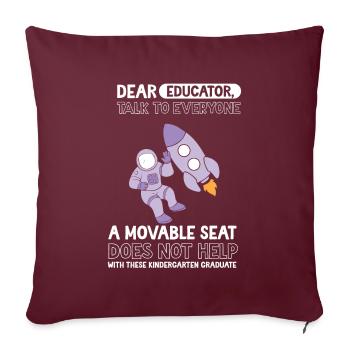 Astronaut Space First Day of Kindergarten - Throw Pillow Cover 17.5” x 17.5” - burgundy - Front