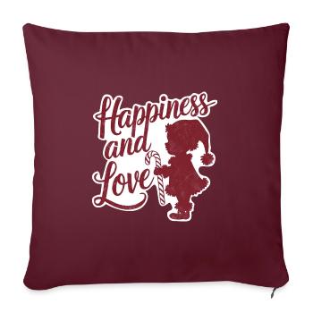 Santa as a Toddler – Happiness & Love - Throw Pillow Cover 17.5” x 17.5” - burgundy - Front