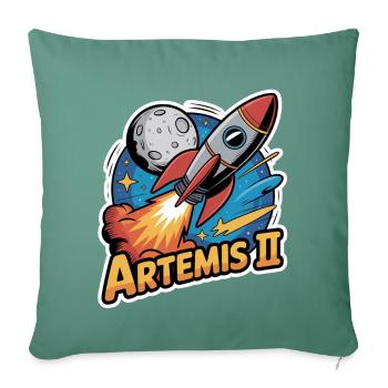 Artemis II Rocket Launch - Throw Pillow Cover 17.5” x 17.5” - cypress green - Front