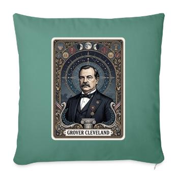 Grover Cleveland Tarotcard Portrait - Throw Pillow Cover 17.5” x 17.5” - cypress green - Front