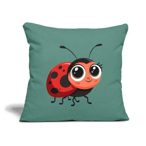 Cute Cartoon Ladybug Full of Joy - Throw Pillow Cover 17.5” x 17.5”