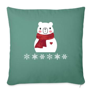 Polar bear as a snowman - Throw Pillow Cover 17.5” x 17.5” - cypress green - Front