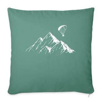 Paraglider Mountains Parachute Paragliding Lover - Throw Pillow Cover 17.5” x 17.5” - cypress green - Front