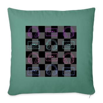 Retro 1980's Music Check - 12 BLK + GRY - Throw Pillow Cover 17.5” x 17.5” - cypress green - Front