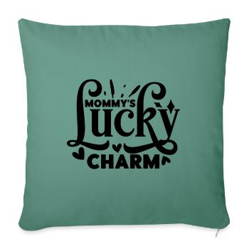 Mummy's Lucky Charm - Throw Pillow Cover 17.5” x 17.5” - cypress green - Front