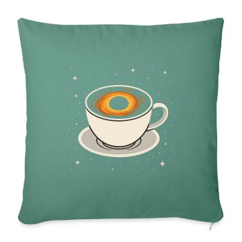 Cosmic Coffee Galaxy Cup - Throw Pillow Cover 17.5” x 17.5” - cypress green - Front