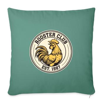 Rooster Club Circular Badge - Throw Pillow Cover 17.5” x 17.5” - cypress green - Front