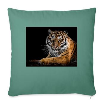 Tiger print - Throw Pillow Cover 17.5” x 17.5” - cypress green - Front