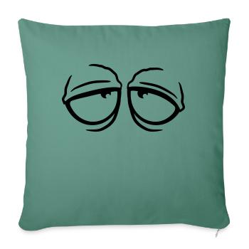 Tired stoned sleepy eyes - Throw Pillow Cover 17.5” x 17.5” - cypress green - Front