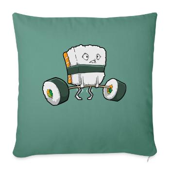 Sushi Weightlifting Anime - Throw Pillow Cover 17.5” x 17.5” - cypress green - Front