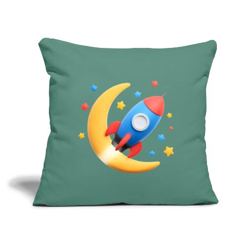 Rocket to the Crescent Moon - Throw Pillow Cover 17.5” x 17.5”