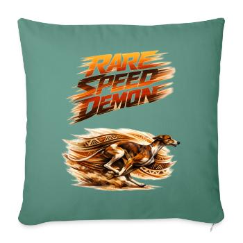 Rare Speed Demon Canine Racer - Throw Pillow Cover 17.5” x 17.5” - cypress green - Front