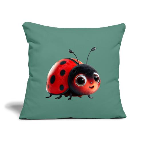 Adorable Cartoon Ladybug with Big Eyes - Throw Pillow Cover 17.5” x 17.5”