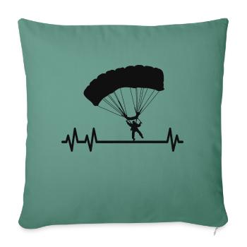 Parachute Pulse Heartbeat Skydiver Skydiving - Throw Pillow Cover 17.5” x 17.5” - cypress green - Front