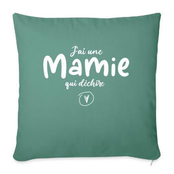 J ai Une Mamie Qui Déchire - Throw Pillow Cover 17.5” x 17.5” - cypress green - Front