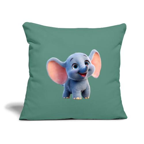 Playful Baby Elephant with Big Eyes - Throw Pillow Cover 17.5” x 17.5”