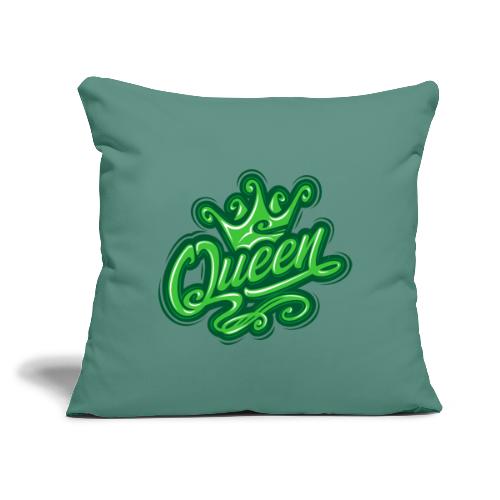 Queen With Crown, Typography Design - Throw Pillow Cover 17.5” x 17.5”