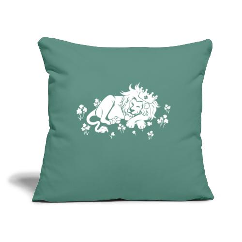 Clover King White Cute Lion Shamrock Irish - Throw Pillow Cover 17.5” x 17.5”