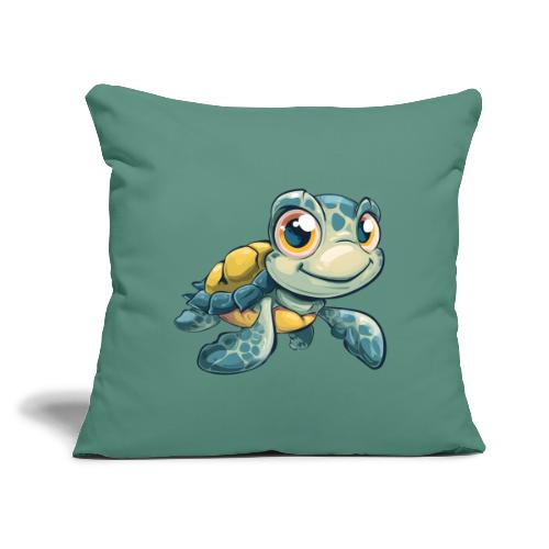 Playful Cartoon Baby Sea Turtle with a Smile - Throw Pillow Cover 17.5” x 17.5”