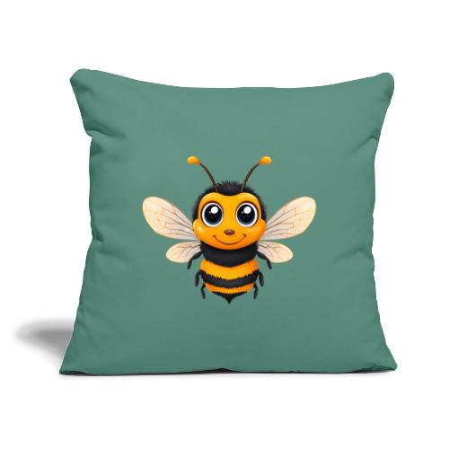 Happy Cartoon Baby Bee with Open Wings - Throw Pillow Cover 17.5” x 17.5”