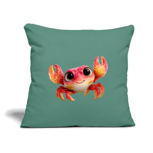 Cheerful Red Baby Crab Character - Throw Pillow Cover 17.5” x 17.5”