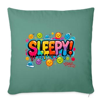 Sleepy Graffiti Splash - Throw Pillow Cover 17.5” x 17.5” - cypress green - Front