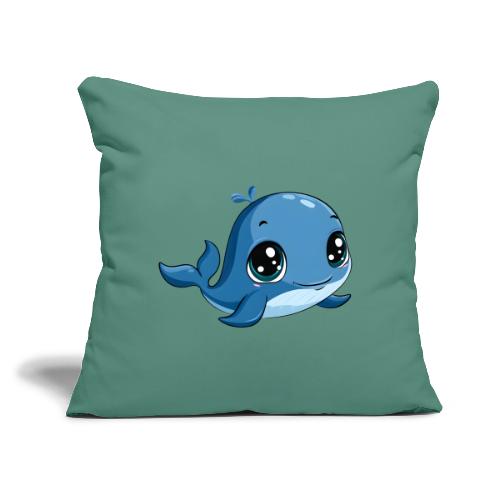 Smiling Blue Baby Whale - Throw Pillow Cover 17.5” x 17.5”