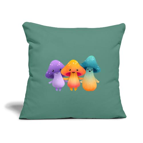 Cheerful Mushroom Friends - Throw Pillow Cover 17.5” x 17.5”