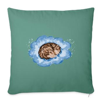 Sleepy husky - Throw Pillow Cover 17.5” x 17.5” - cypress green - Front