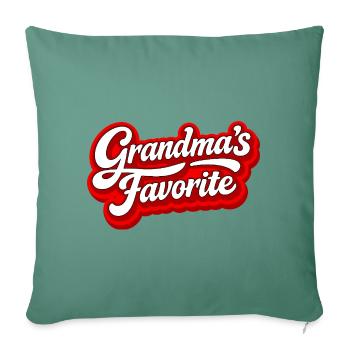 Grandmas Favorite Funny Retro Red Script Graphic - Throw Pillow Cover 17.5” x 17.5” - cypress green - Front