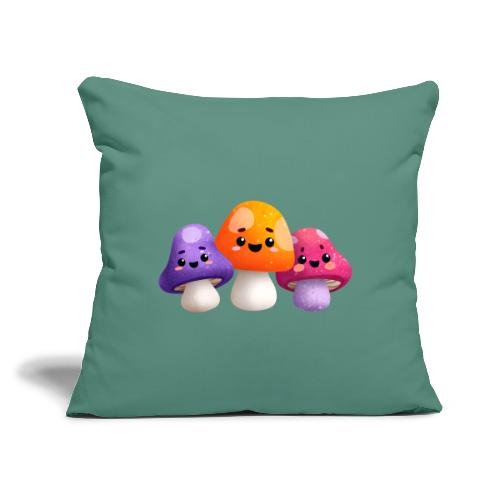 Colorful Mushroom Companions - Throw Pillow Cover 17.5” x 17.5”