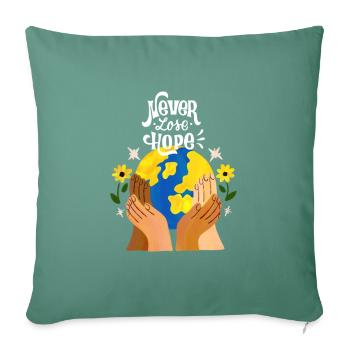 Global Love and Hope Earth Illustration Design - Throw Pillow Cover 17.5” x 17.5” - cypress green - Front