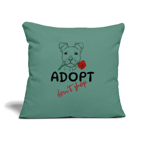 Retro Adopt Dont Shop Cute Puppy Rose Tee - Throw Pillow Cover 17.5” x 17.5”
