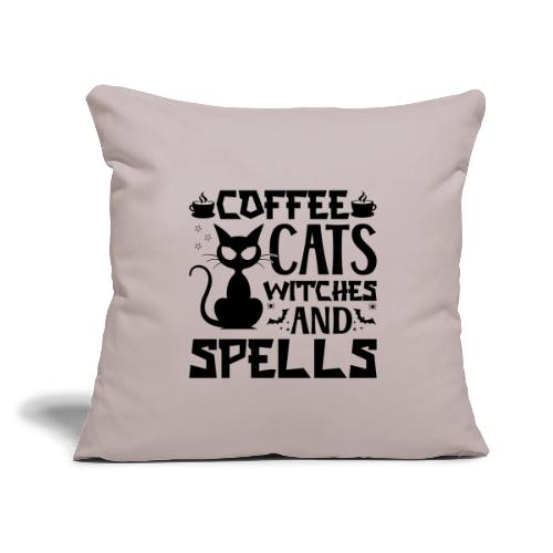 Coffee, Cats, Witches & Spells - Throw Pillow Cover 17.5” x 17.5”