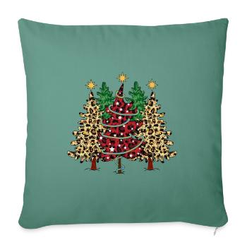 Pine Tree Leopard Print, Christmas Trees, - Throw Pillow Cover 17.5” x 17.5” - cypress green - Front