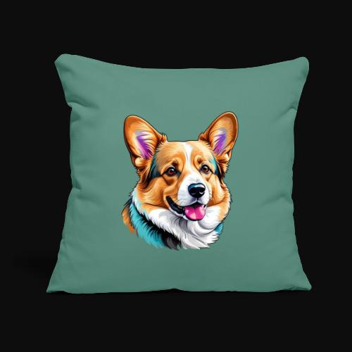 Corgi With a splash of blue - Throw Pillow Cover 17.5” x 17.5”
