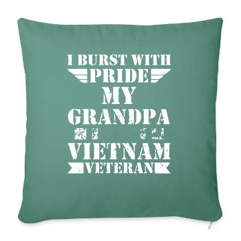 Proud Grandson Granddaughter Of A Vietnam Veteran - Throw Pillow Cover 17.5” x 17.5” - cypress green - Front