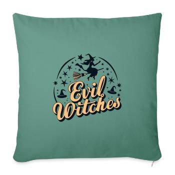 Evil witches - Throw Pillow Cover 17.5” x 17.5” - cypress green - Front