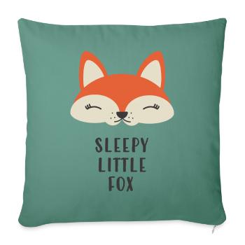 SLEEPY LITTLE FOX - Throw Pillow Cover 17.5” x 17.5” - cypress green - Front