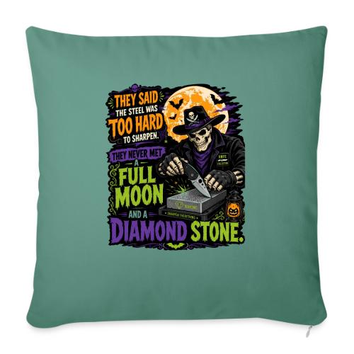 Too Hard To Sharpen Diamond Stone - Skeleton Knife - Throw Pillow Cover 17.5” x 17.5”
