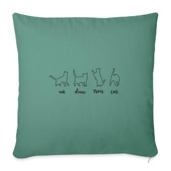 un deux trois cat quatre - Throw Pillow Cover 17.5” x 17.5” - cypress green - Front