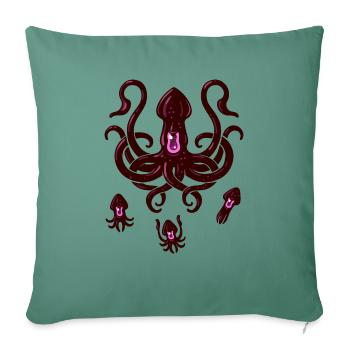 Giant Squid In Wine - Throw Pillow Cover 17.5” x 17.5” - cypress green - Front