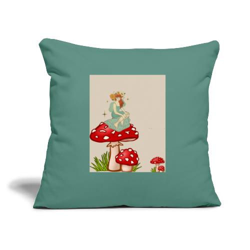 Fairy Amongst The Shrooms - Throw Pillow Cover 17.5” x 17.5”